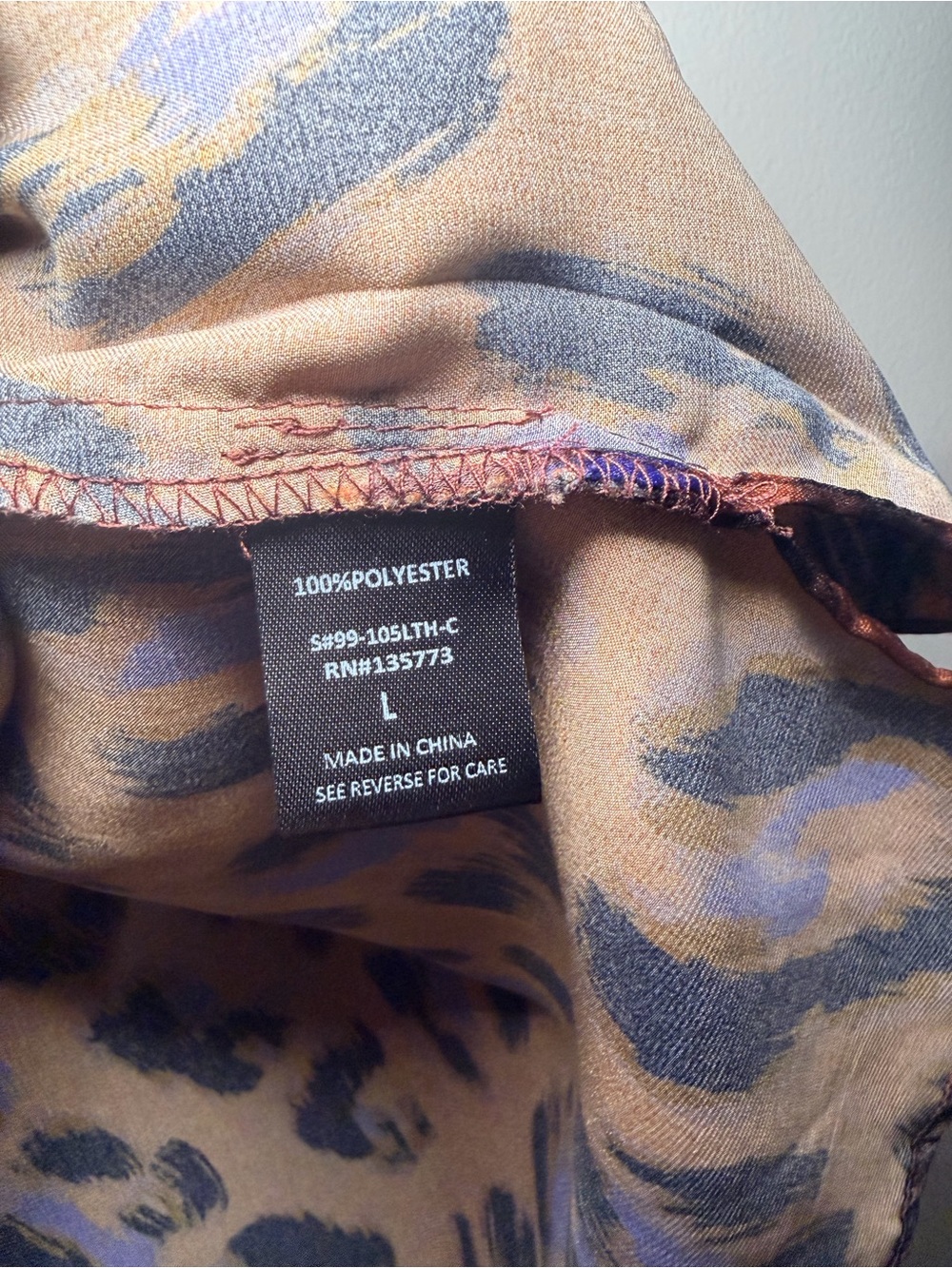 Karlie Satin Animal-Print Cami in Brown and Blue - Picture 3 of 4